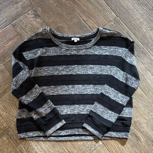 Splendid Black and Gray Striped Knit Top